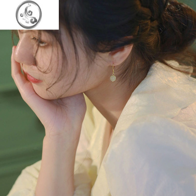 JiMi和田玉耳环2022年新款潮小巧精致百搭耳钉小众设计复古气质耳饰女