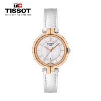 天梭(TISSOT)瑞士手表 白色珍珠贝母表盘优雅 弗拉明戈系列皮带女士石英表T094.210.26.111.01 礼物