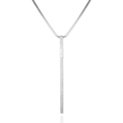 GUESS女士百搭蛇链水晶银色项链金属感吊坠多功能日常通勤晚宴饰品