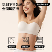 裸感稳稳杯防滑聚拢肩带粉底液内衣女大胸显小运动外穿抹胸