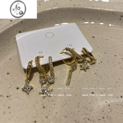 JiMi星河月海~镶钻耳扣套装小巧耳环2023年新款潮耳坠百搭耳钉耳饰女