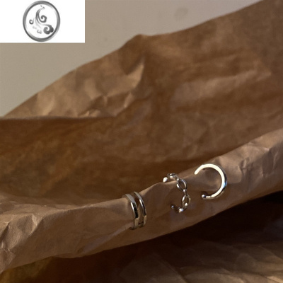 JiMi[楼哈哈]高级感耳夹无耳洞2021女银色麻花ins冷淡风三件套耳骨夹