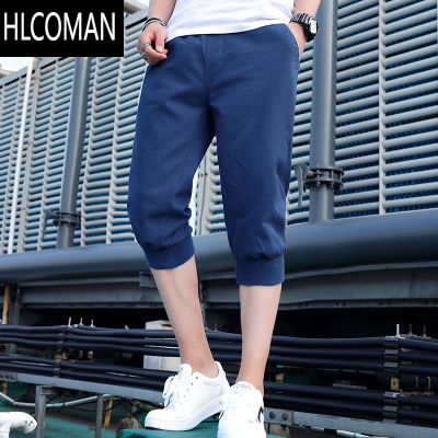 HLCOMAN裤子男夏季薄款中裤韩版宽松七分裤男士运动裤冰丝休闲短裤男