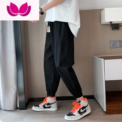七斓裤子男夏季运动裤宽松休闲长裤九分裤束脚裤韩版潮流痞帅卫裤
