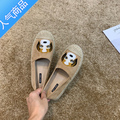 SUNTEK乐福鞋单鞋女2023年春季新款百搭帆布女鞋渔夫鞋懒人一脚蹬平底鞋