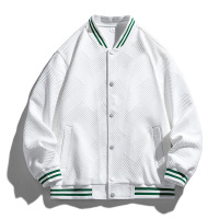 男装秋冬季纯色针织提花棒球服韩版潮牌立领排扣开衫外套