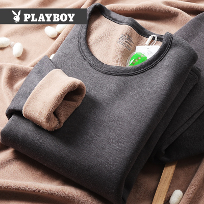 花花公子男士保暖内衣套装加厚加绒特厚蚕丝双层打底御寒冬里绒