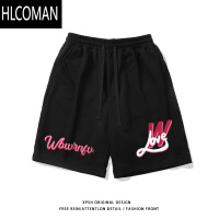HLCOMANhiphop美式痞帅字母印花运动短裤男夏季潮牌宽松休闲百搭五分裤子