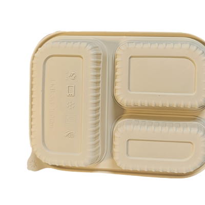 鑫扬赢 可降解三格餐盒高透盖版 1100ml 200套/件