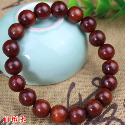 赞比亚血檀手串10MM檀木佛珠文玩黑红老料单圈男女情侣手链饰品送女朋友老婆情人节七夕生日礼物