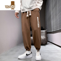 YANXU痞帅男裤子新款潮牌印花宽松休闲九分运动裤垂感束脚男士长裤