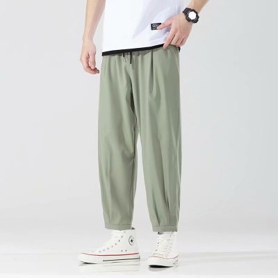 裤子男秋季潮流工装潮牌冰丝休闲长裤宽松百搭束脚