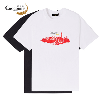 鳄鱼恤CROCODILE 男装新品夏季时尚印花圆领纯棉短袖T恤男 顺丰发货 BA-53467