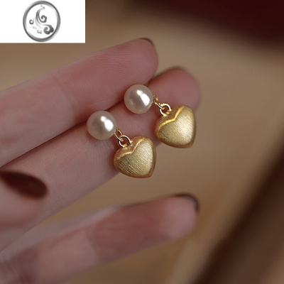 JiMi珍珠爱心耳环2023新款简约小巧耳饰高级感轻奢S925银针耳钉女