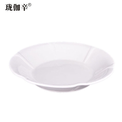 珑伽辛 白色陶瓷玉兰碗浅碗 12英寸英寸/个