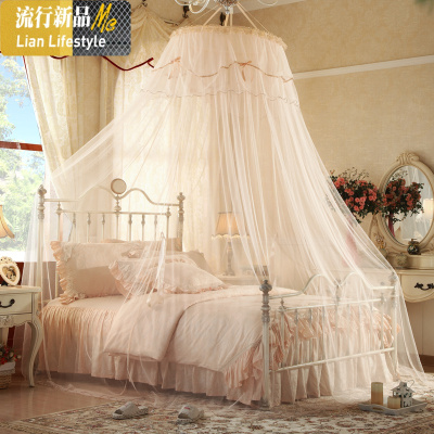 圆顶吊顶蚊帐加密加厚宫廷公主风双人家用1.5m/1.8m床落地免安装 三维工匠