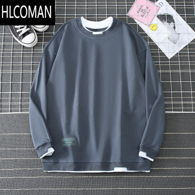 HLCOMAN长袖t恤男大码圆领青少年潮牌胖子加肥加大卫衣大码男装9xl
