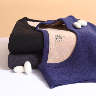 秋冬驼绒加厚奥粒绒保暖背心男士打底衫秋冬季马甲坎肩打底衫_352