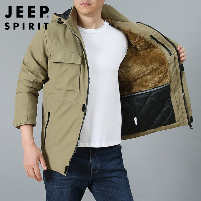 JEEP SPIRIT吉普秋装外套男宽松春秋加绒冬装中年户外夹克