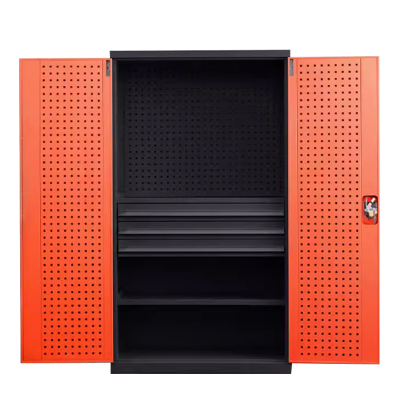 鑫升顺重型工具柜加厚物件工具储物柜工厂铁皮柜汽修厂零件收纳柜橘色三层三抽带挂板