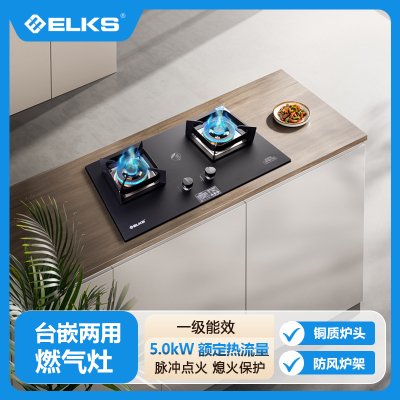 ELKS燃气灶EL8228 家用台嵌两用灶具 玻璃面板 防风炉架 天然气