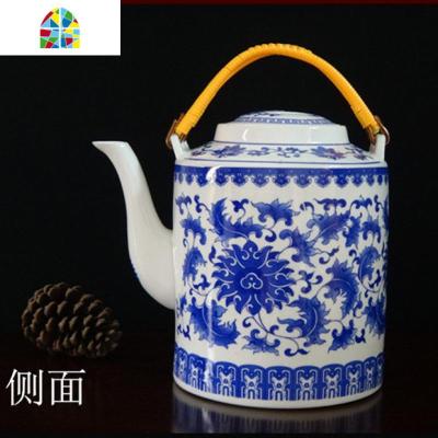 景德镇茶壶陶瓷器大号容量青花瓷冷水壶凉水壶水杯家用单壶泡茶壶 FENGHOU 3.8升心想事成收藏家购