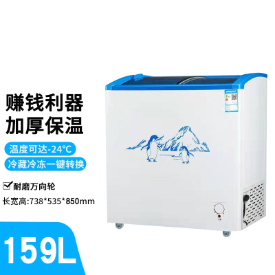 纳丽雅小型雪糕柜展示冰柜商用卧式圆弧冷藏冷冻小冰箱玻璃冷柜_套餐三