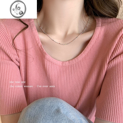 JiMi彩色碎银子串珠项链女款夏日多巴胺轻奢小众锁骨链设计感颈链首饰