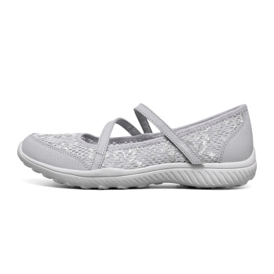 斯凯奇女鞋新款玛丽珍单鞋蕾丝透气一脚穿运动休闲鞋100022-GRY ZP