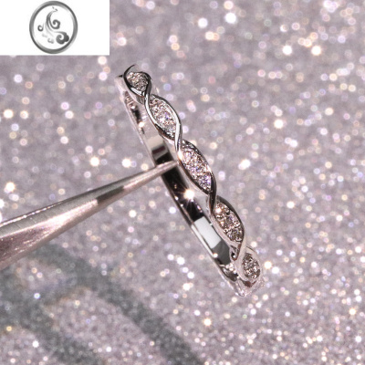 JiMi银银925日韩风格极简细尾女款单排仿真钻戒关节尾戒扭臂 麻花戒指