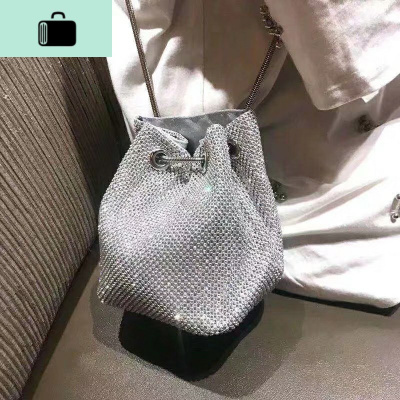 2020夏新款手机包超闪水钻链条包水桶包化妆包ins凹造型斜跨小包NEW LAKE女士单肩包