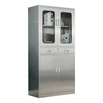 阿拉贡不锈钢文件柜档案柜资料柜储物柜器械柜仪器柜201全不锈钢二斗柜