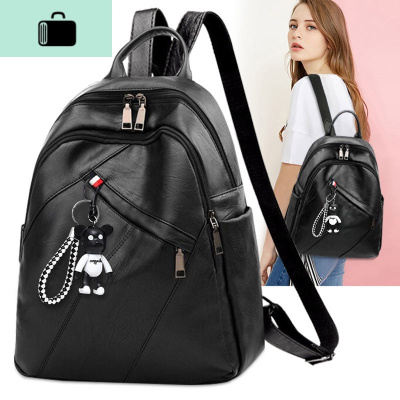 双肩包女士2019新款日韩版百搭潮背包包潮流休闲时尚旅行软皮书包NEW LAKE