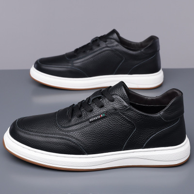 男鞋2025新款休闲皮鞋男士运动时尚潮流真皮牛皮低帮板鞋