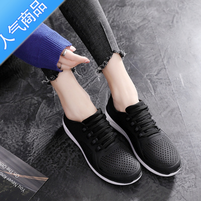 SUNTEK2019春夏新款塑料女时尚平底系带休闲防水防滑跑步运动鞋低帮凉鞋