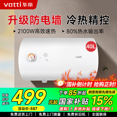 华帝(VATTI)电热水器40升储水式家用 防电墙 2000w速热 节能免费安装小型 DJF40-i14020(40升)