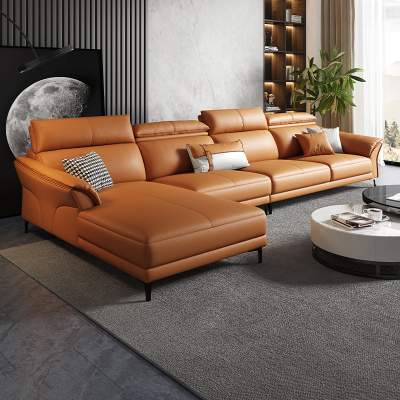 欧梵森 真皮沙发意式极简家居乳胶沙发组合现代简约大小户型北欧轻奢免洗皮艺双人贵妃转角沙发客厅家具
