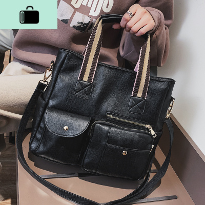 单肩大包包女2020新款潮韩版百搭斜挎包复古港风大容量pu包手提包NEW LAKE女斜挎包
