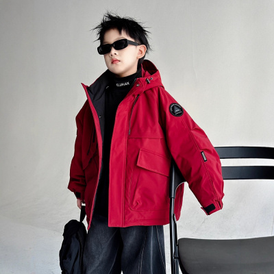 男童夹棉外套新款秋冬款大儿童棉衣男孩冬季派克服加厚冲锋衣