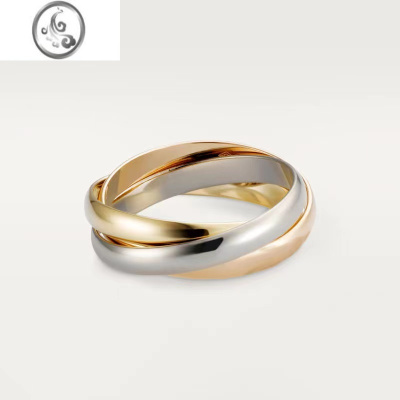 JiMi925银三环三色戒指男女款情侣一对情人节520礼物个性时尚简约欧美