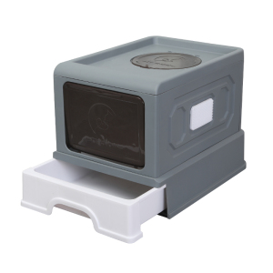 猫砂盆超大号全封闭式幼猫厕所防外溅防臭猫沙盆子一体猫笼猫屎盆 均色