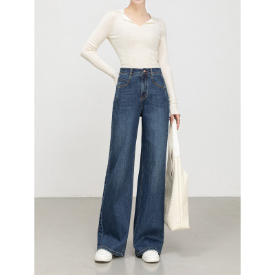 年早秋新款百搭牛仔阔腿裤女韩版丹宁宽松直筒拖地裤