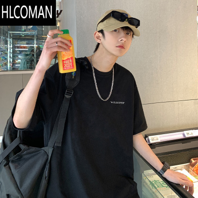 HLCOMAN潮牌t恤男2025新款短袖夏季衣服上衣宽松体恤半截袖打底衫男