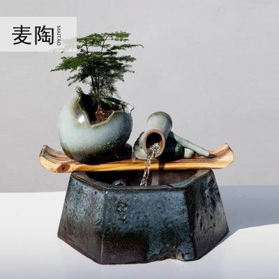 美帮汇创禅意中式流水喷泉加湿器家居办公室客厅桌面摆件装饰品