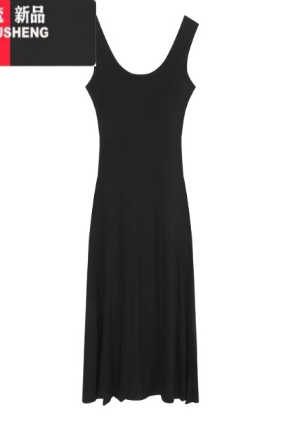 YIBUSHENG黑色辣妹露背吊带连衣裙女装季修身显身材长裙无袖收腰包臀裙子