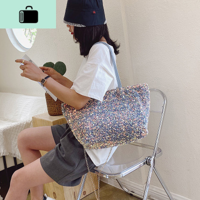 大容量包包女包2020夏天新款潮时尚百搭亮片单肩斜挎包网红托特包NEW LAKE女士单肩包