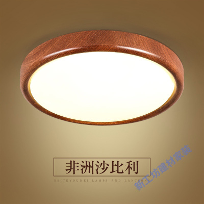 苏宁放心购 现代中式吸顶灯LED圆形大气客厅卧室餐厅中国风实木过道面包灯具