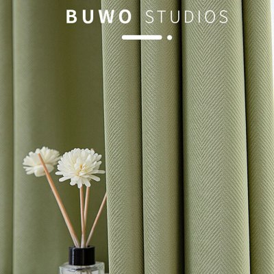 添福运 法式浪漫轻奢遮光窗帘北欧简约现代挂钩窗帘打孔窗帘飘窗客厅帘子遮阳布拼色儿童房奶油风窗帘轻奢卧室挂钩纯色窗帘