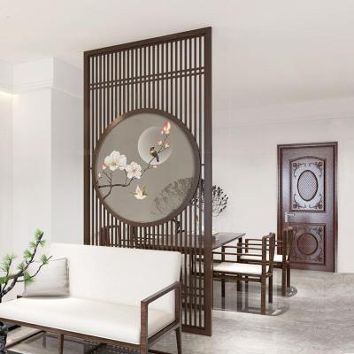 定制中式实木屏风隔断墙客厅入户玄关办公室酒店茶室落地栅栏座屏 240X120白蜡木