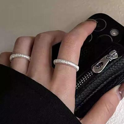 韩版掐丝裹面拉丝戒指女时尚小众设计质感百搭线条指环2025年新款送女朋友老婆情人节七夕生日礼物